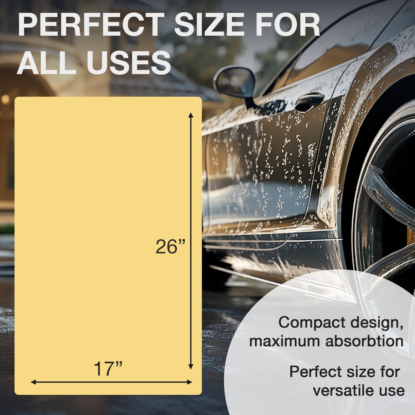Premium UltraAbsorb+ Shammy Towel for Cars, Boats, Home (26"x17") - Original