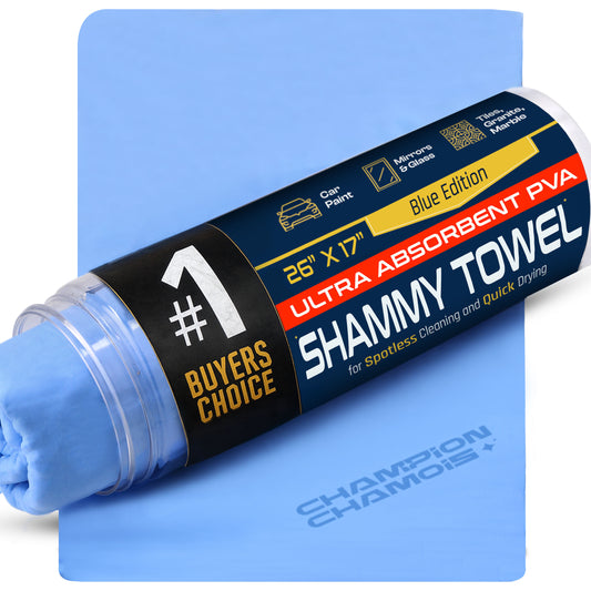 Premium UltraAbsorb+ Shammy Towel for Cars, Boats, Home (26"x17") - Blue Edition