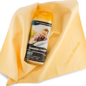 Champion chamois natural front view with tube and towel