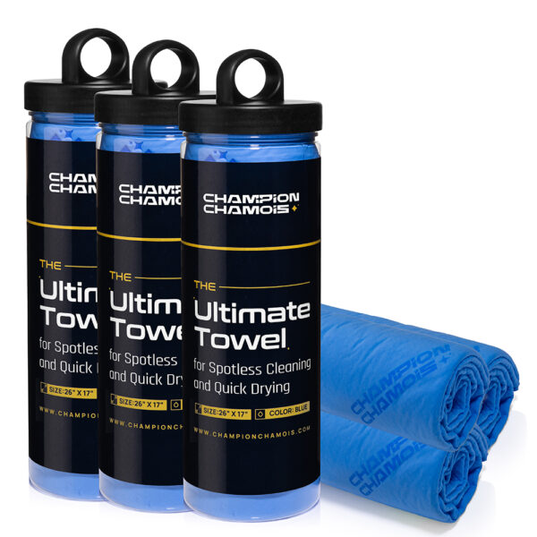 Champion Chamois UltraAbsorb+ Shammy Towel - Blue (3-Pack)