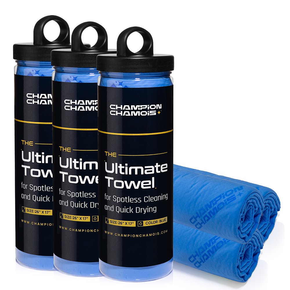 Champion Chamois UltraAbsorb+ Shammy Towel - Blue (3-Pack) - Champion  Chamois - The Ultra Absorbent Car Shammy